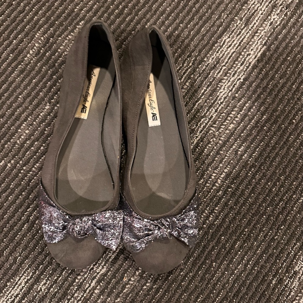 American Eagle, silver/glitter flats, size 9